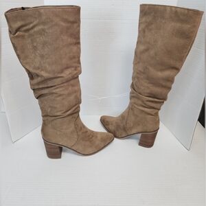 Universal Thread Junie Tan Faux Suede Boots Mid Calf Womens 7 NWT Modern Boho